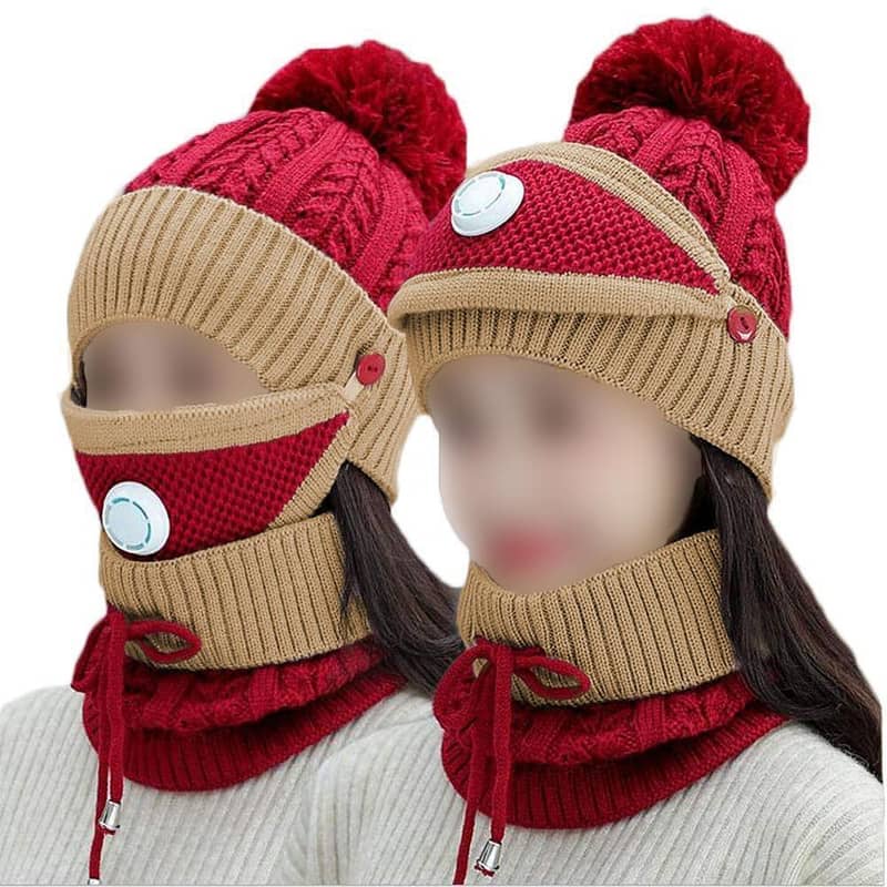 "Versatile Beanie Wool Cap with Neck Warmer and Face Mask | Stay Cozy 17