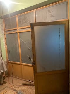 Wooden Partition with Glass Door