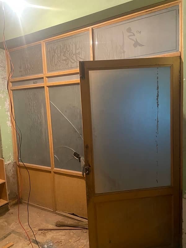 Wooden Partition with Glass Door 2