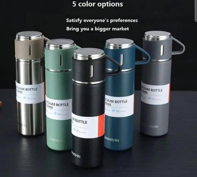 Thermos bottle hot and cool feature with 3 cups 5