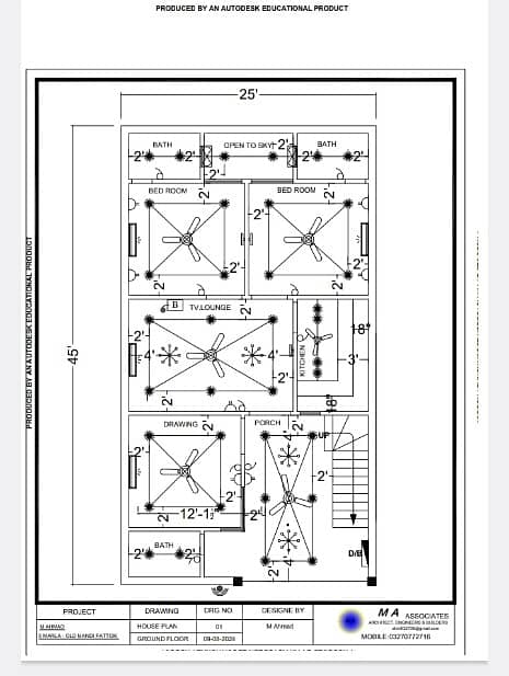 Auto Cad 2D house Plan 1