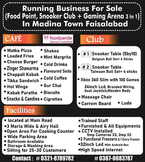 Food Cafe, Snooker & Gaming Club , Chalta Business with Full Setup 9