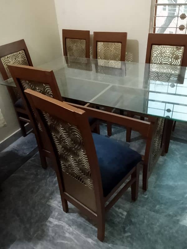 Wooden glass dining table brand new 6 chairs 1