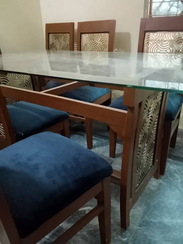 Wooden glass dining table brand new 6 chairs 2