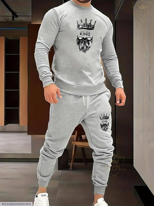 2 PCs men's fleece graphic sweatshirt Track suit  Free shipping 5