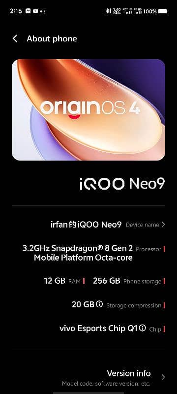 vivo iqoo neo 9 snapdragon 8gen 2 official pta 1