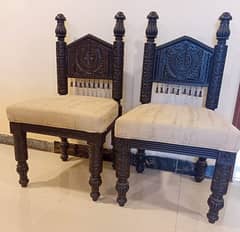 Vintage Wooden Chairs in Pair 0