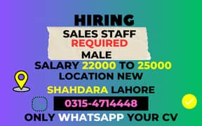 SALES STAFF REQUIRED