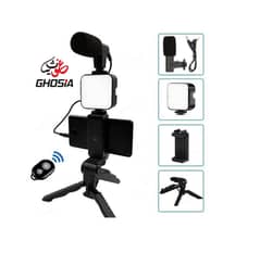 Video making kit with microphone, LED flashlight, Tripod stand