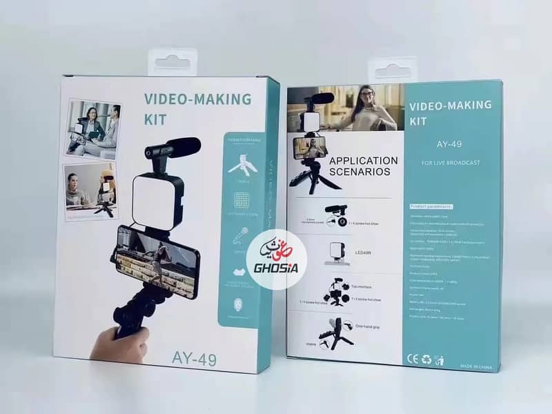 Video making kit with microphone, LED flashlight, Tripod stand 4