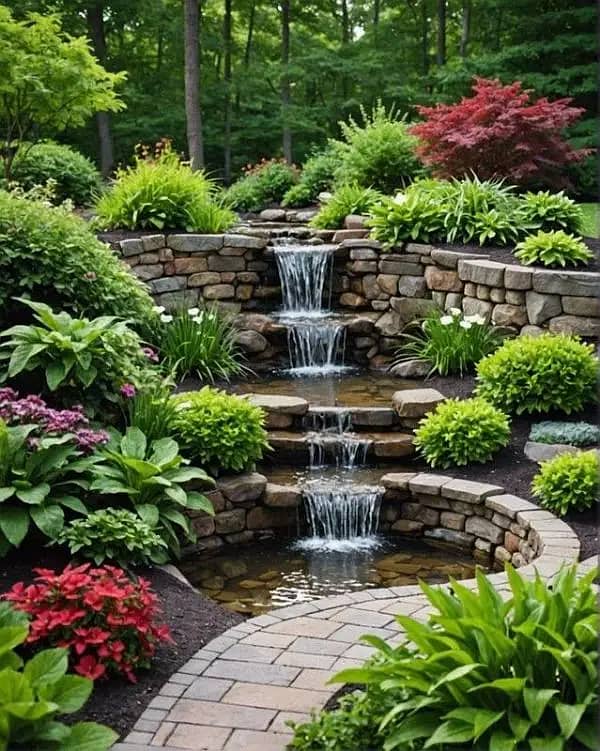 Waterfall - Fountain - Swimming Pool Stream Pond Landscaping Gardenin 2