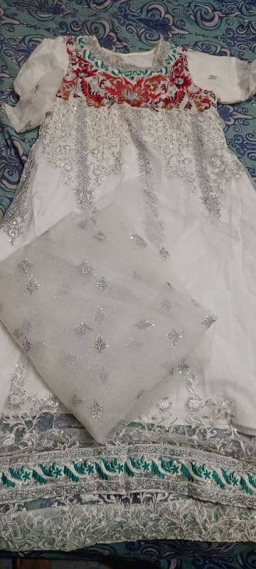 net embroidered frock. 2 piece frock & dupata