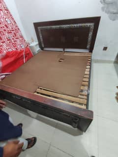 wooden bed, side tables & dressing for sale