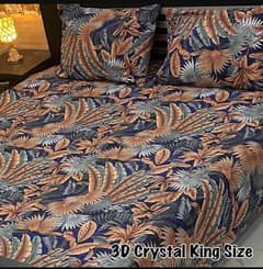 3 piece crystal cotton  printed double bedsheet