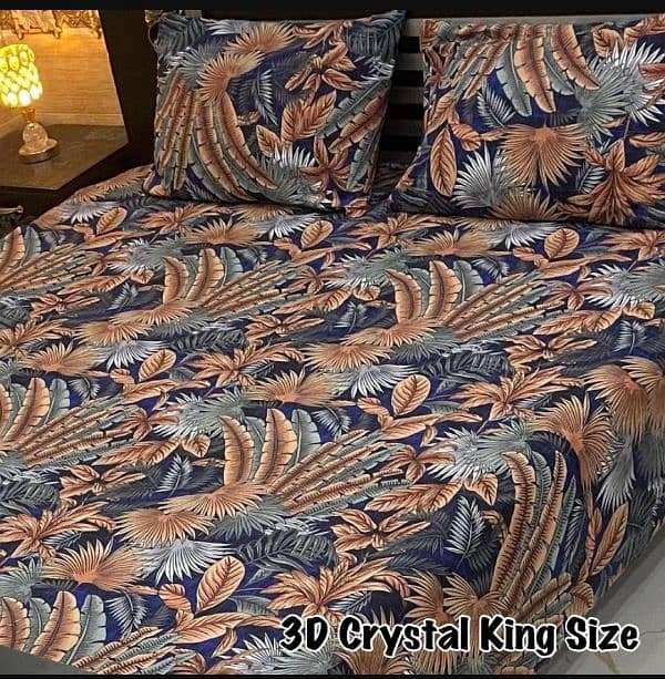 3 piece crystal cotton  printed double bedsheet 0