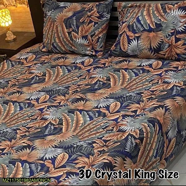 3 piece crystal cotton  printed double bedsheet 1