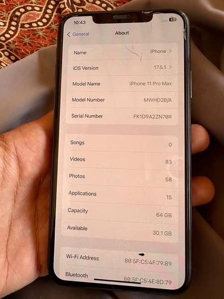 I PHONE 11 PRO MAX CONDITION 10 BY BY ORANGNAL CONDITION MY 6