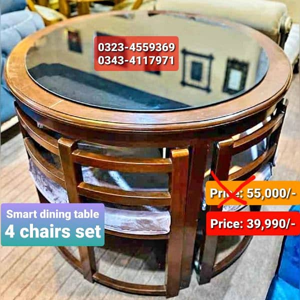 Smart dining table/round dining table/4 chair/6 chair/dining table 19