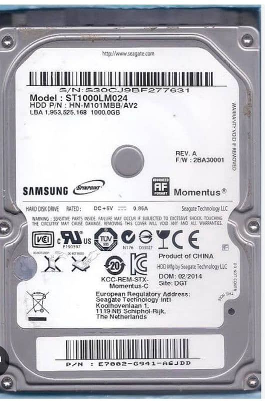1tb HDD Samsung 100 health 100 performance with new 3.0 case 0