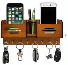 Multipurpose Wooden key holder - For keys , Mobile and pen