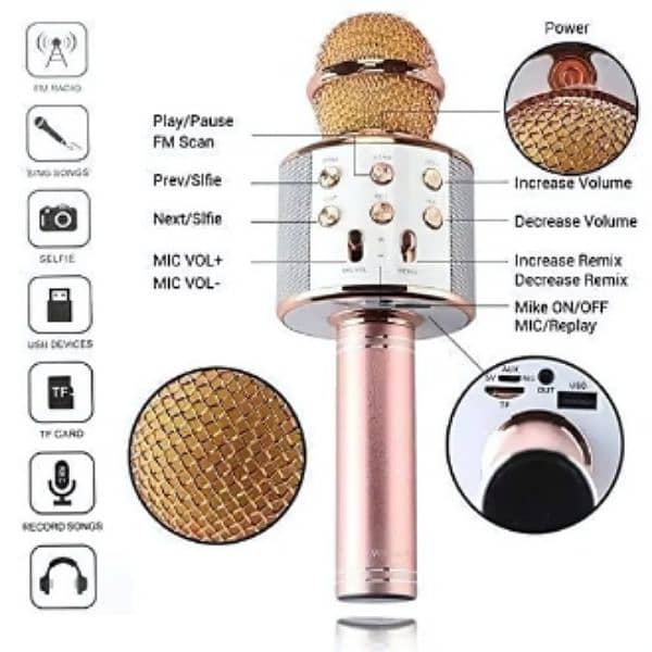 WS-858 Mic & Hifi Speaker, Bluetooth Karaoke Microphone, Best for Gift 2