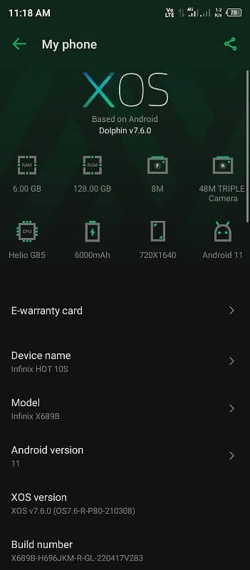 Infinix Hot 10s 6 128 8