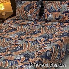 3 Pcs Crystal Cotton Printed Double BedSheets