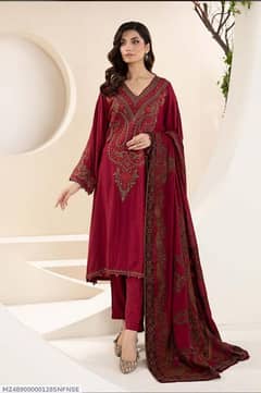 3 piece unstitched women's Dhanak suit