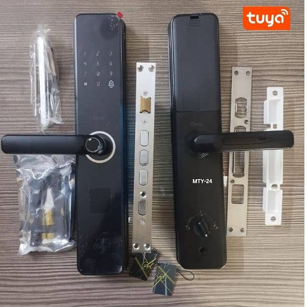 smart fingerprint handle electric door lock tuya smart life wifi 0