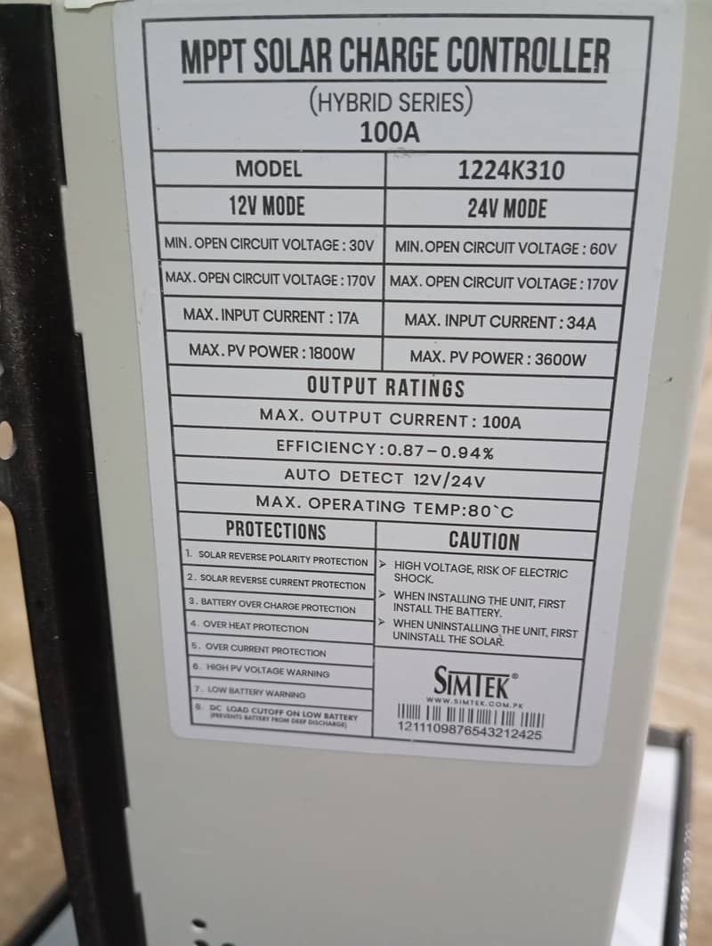 SIMTEK MPPT 100AMP Hybrid Charge Controller 1