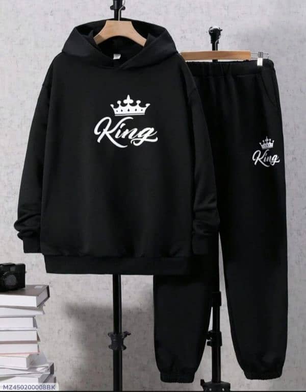 New Arrivals 2 Pcs Men's Fleece Printed Hoodie Tracksuit 0