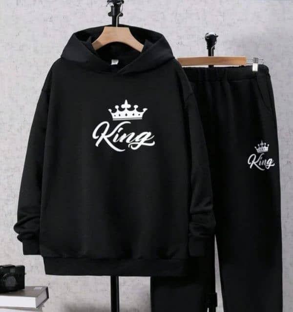 New Arrivals 2 Pcs Men's Fleece Printed Hoodie Tracksuit 2