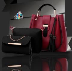 3 Pcs Women’s Leather Plain Hand Bag set