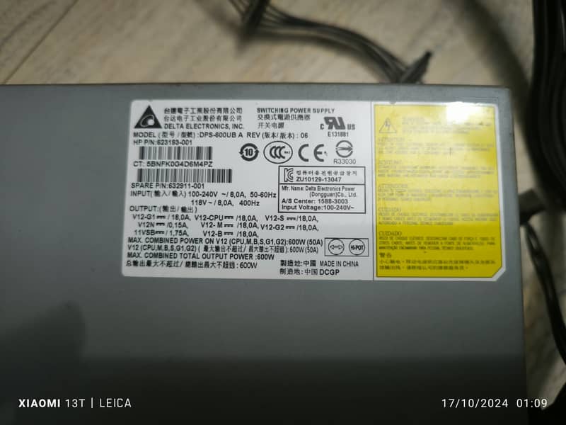 HP Z420 BRANDED POWER SUPPLY 600WATTS AND  RAM 16GB RAM DDR3 1