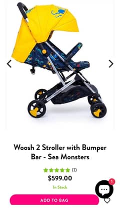 Woosh 2 Stroller with Bumper Bar - Sea Monsters