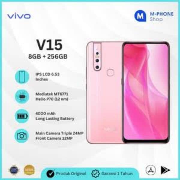 256GB Memory 8GB Ram Pop-up Camera Pink Girl Gift Vivo v15 original 1