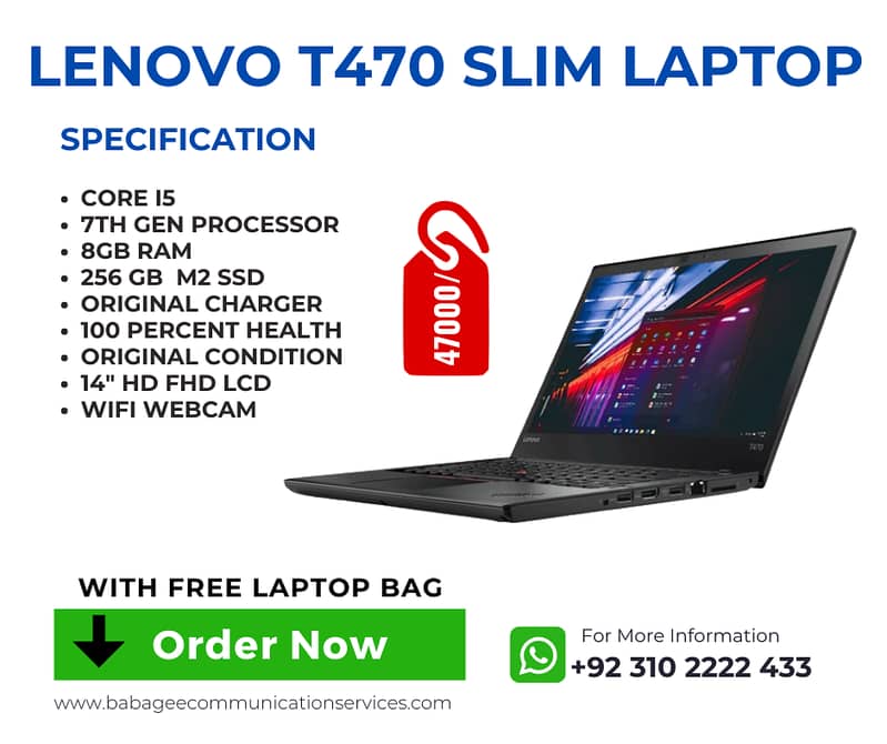 lenovo t470 core i5 7th gen Laptop Fresh Condition 1