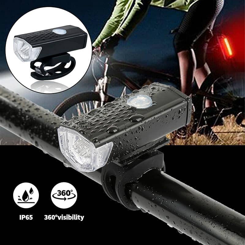 3 Lighting Modes. Chargeable Headlight Tail Light Set For Bike Cycling 3