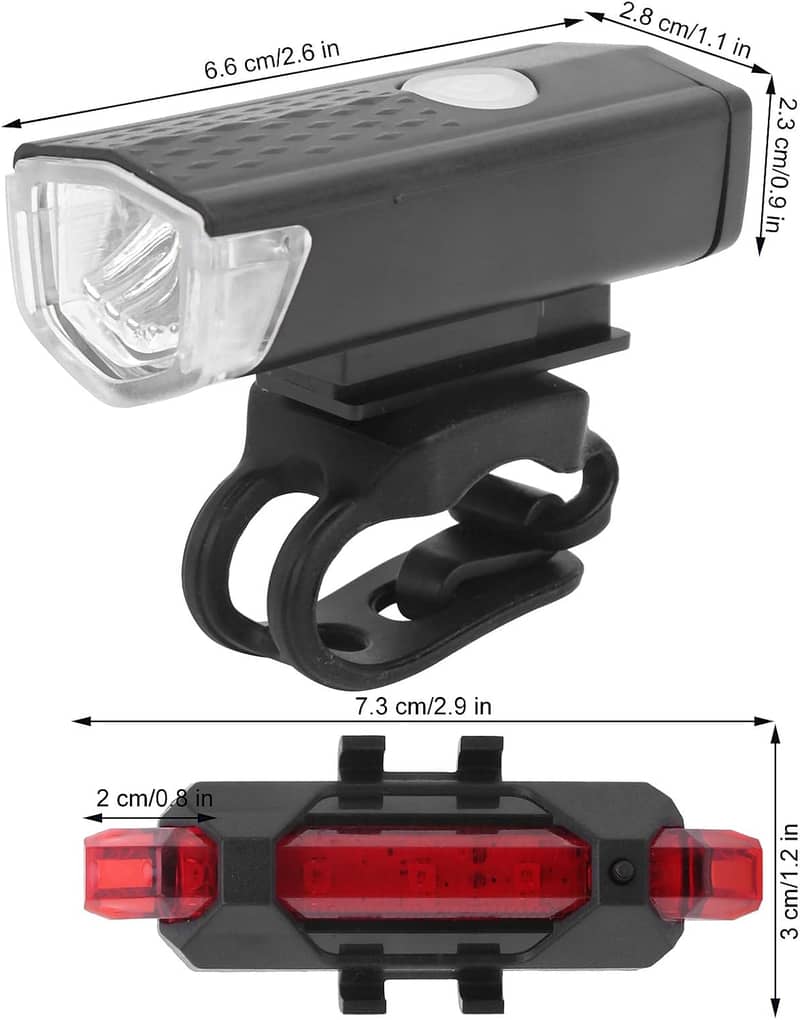 3 Lighting Modes. Chargeable Headlight Tail Light Set For Bike Cycling 7