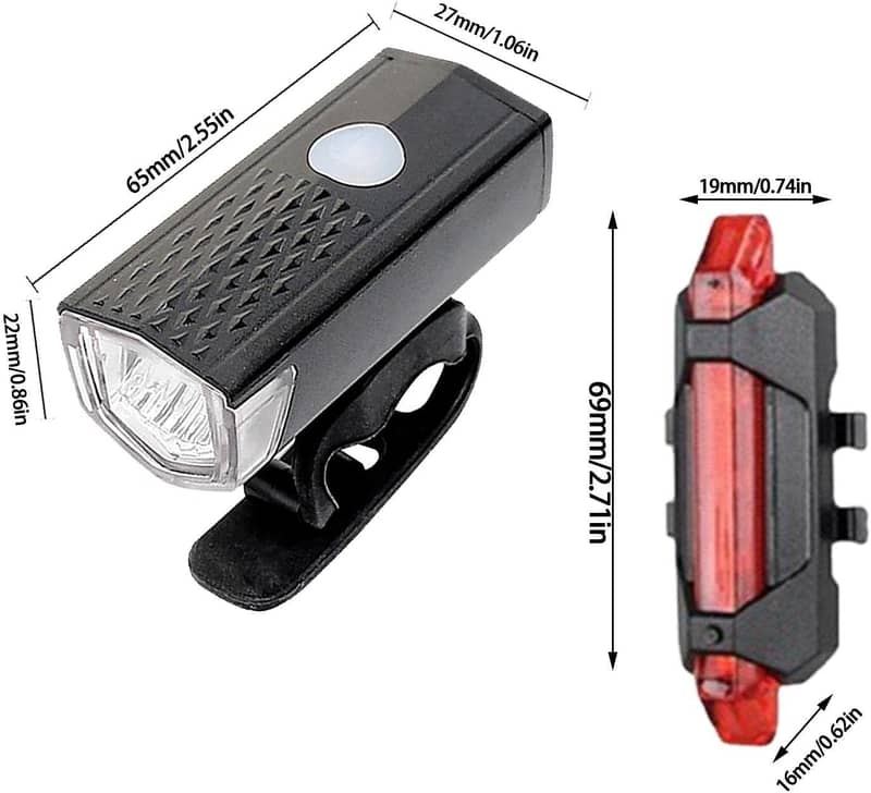 3 Lighting Modes. Chargeable Headlight Tail Light Set For Bike Cycling 10