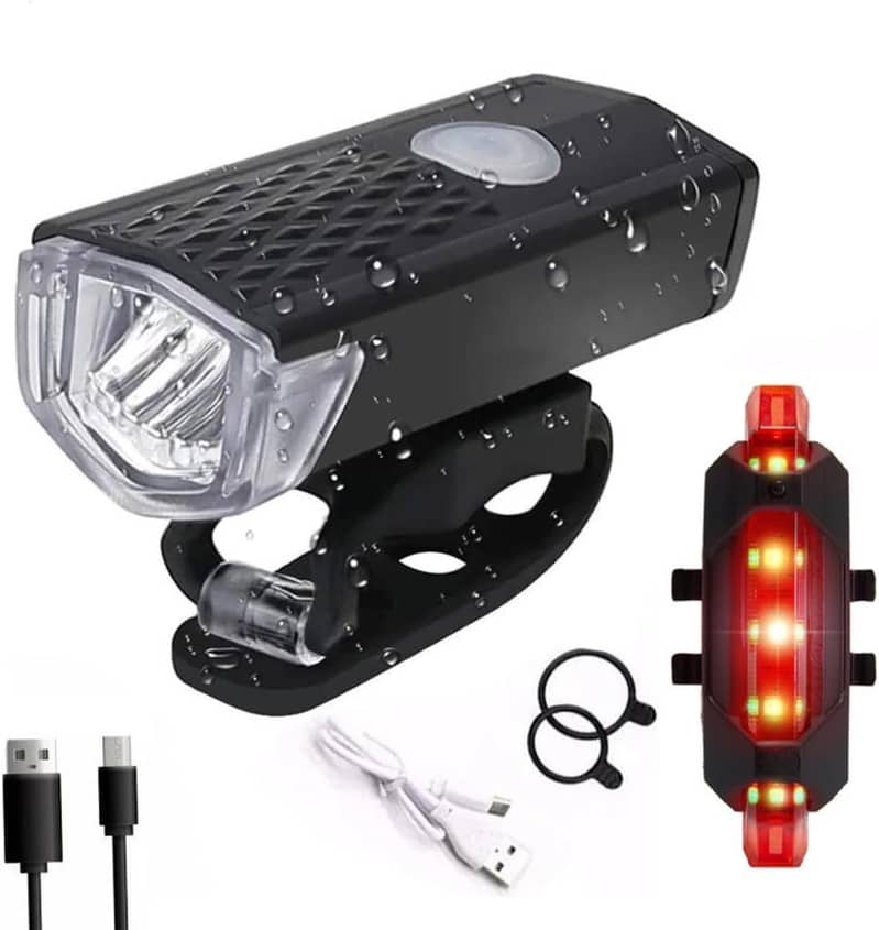 3 Lighting Modes. Chargeable Headlight Tail Light Set For Bike Cycling 12