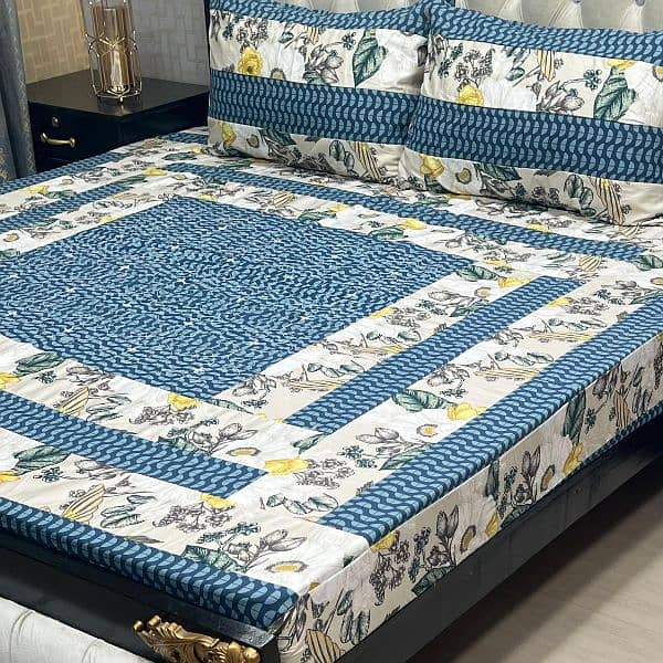 03017186072 call us Embroidered Patch Work King Size BedSheets. 7