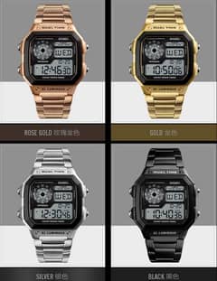 Men's trend square -Digiital chorno waterproof watch