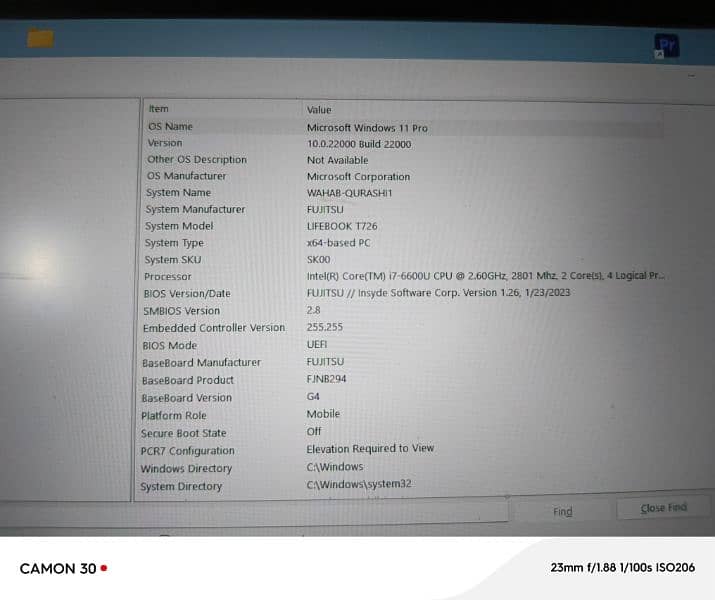 Fujitsu Lifebook Core i7 6th Gen 2