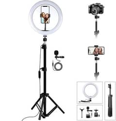 26cm Selfie Ring light + 7 feet Tripod Stand Bluetooth mic free