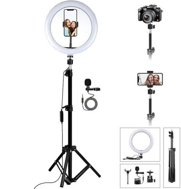 26cm Selfie Ring light + 7 feet Tripod Stand Bluetooth mic free 0