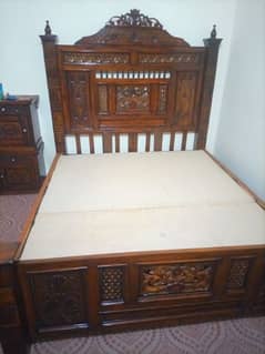 Double Bed, Mattress, Side Table, Dressing Table,Wooden Almari