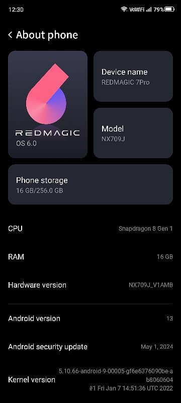 redmagic 7pro 16gb 256gb approved 5