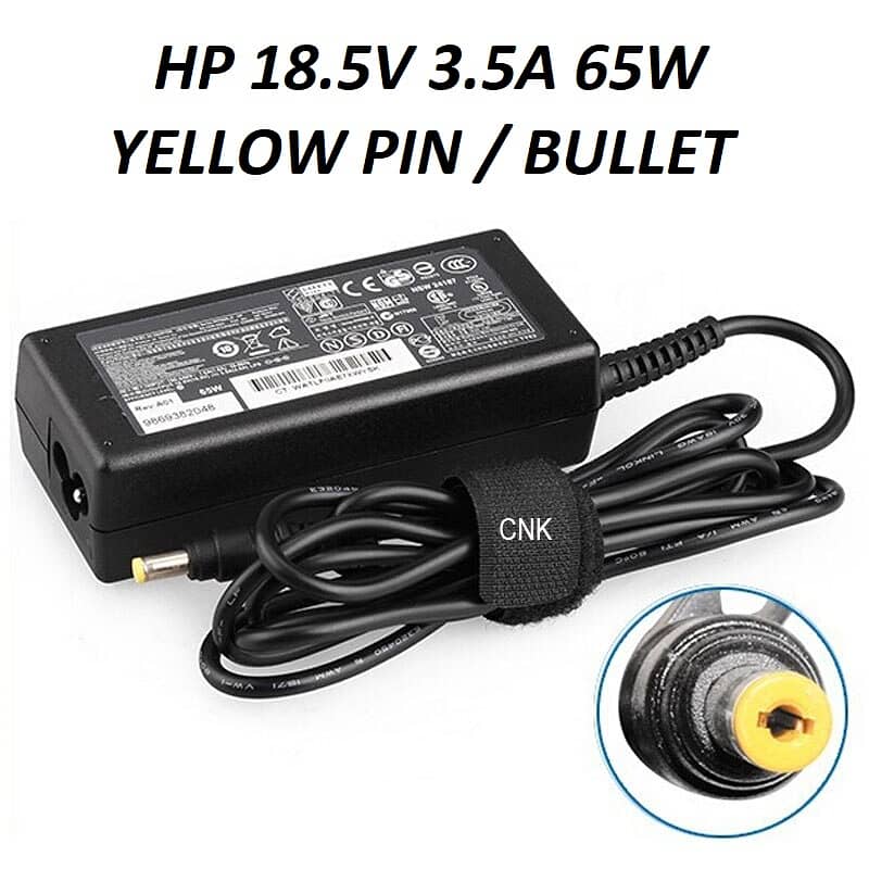 HP 18.5V 3.5A 65W YELLOW PIN / BULLET PIN Laptop Charger Delivery Ava 1