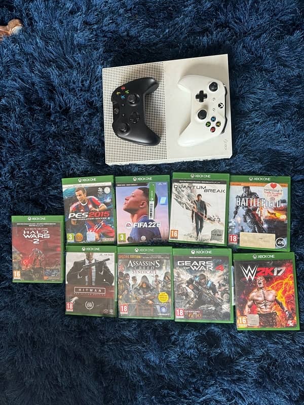 XBOX ONE “S” from Dubai with 2 controllers and 9 games 1